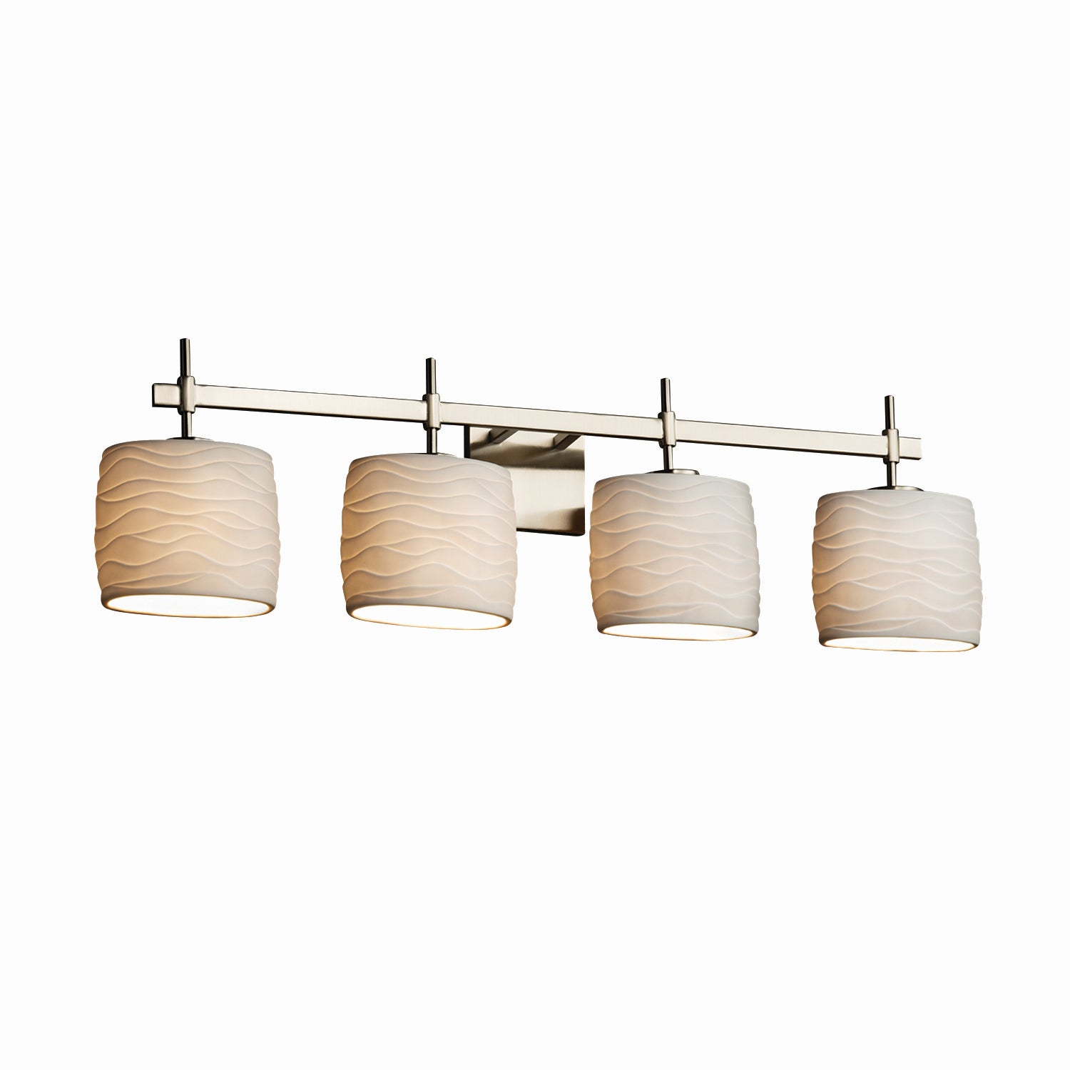 Justice Designs - POR-8414-30-WAVE-NCKL - Four Light Bath Bar - Limoges - Brushed Nickel