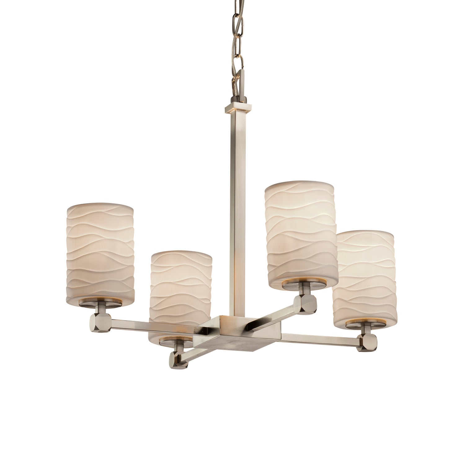 Justice Designs - POR-8420-10-WAVE-NCKL - Four Light Chandelier - Limoges - Brushed Nickel