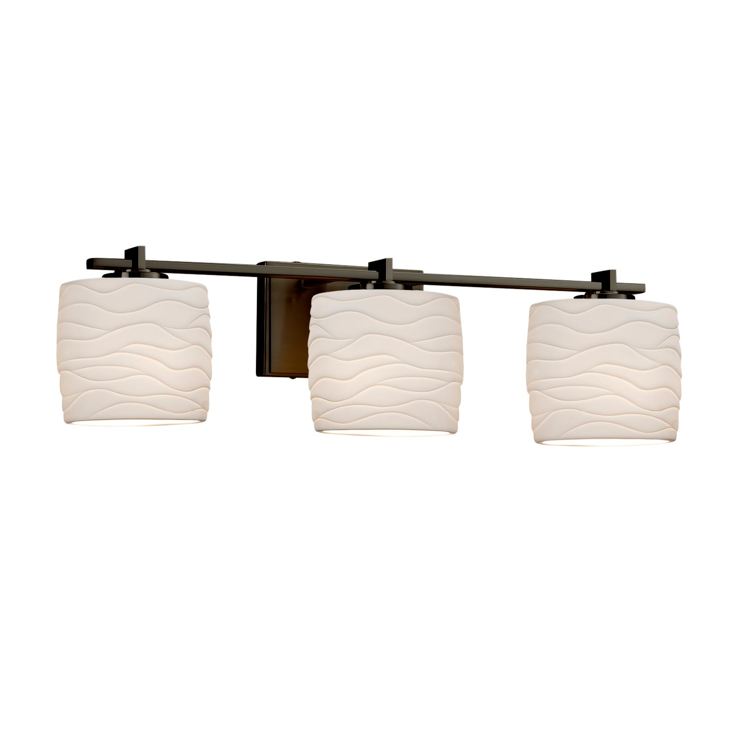 Justice Designs - POR-8443-30-WAVE-DBRZ - Three Light Bath Bar - Limoges - Dark Bronze