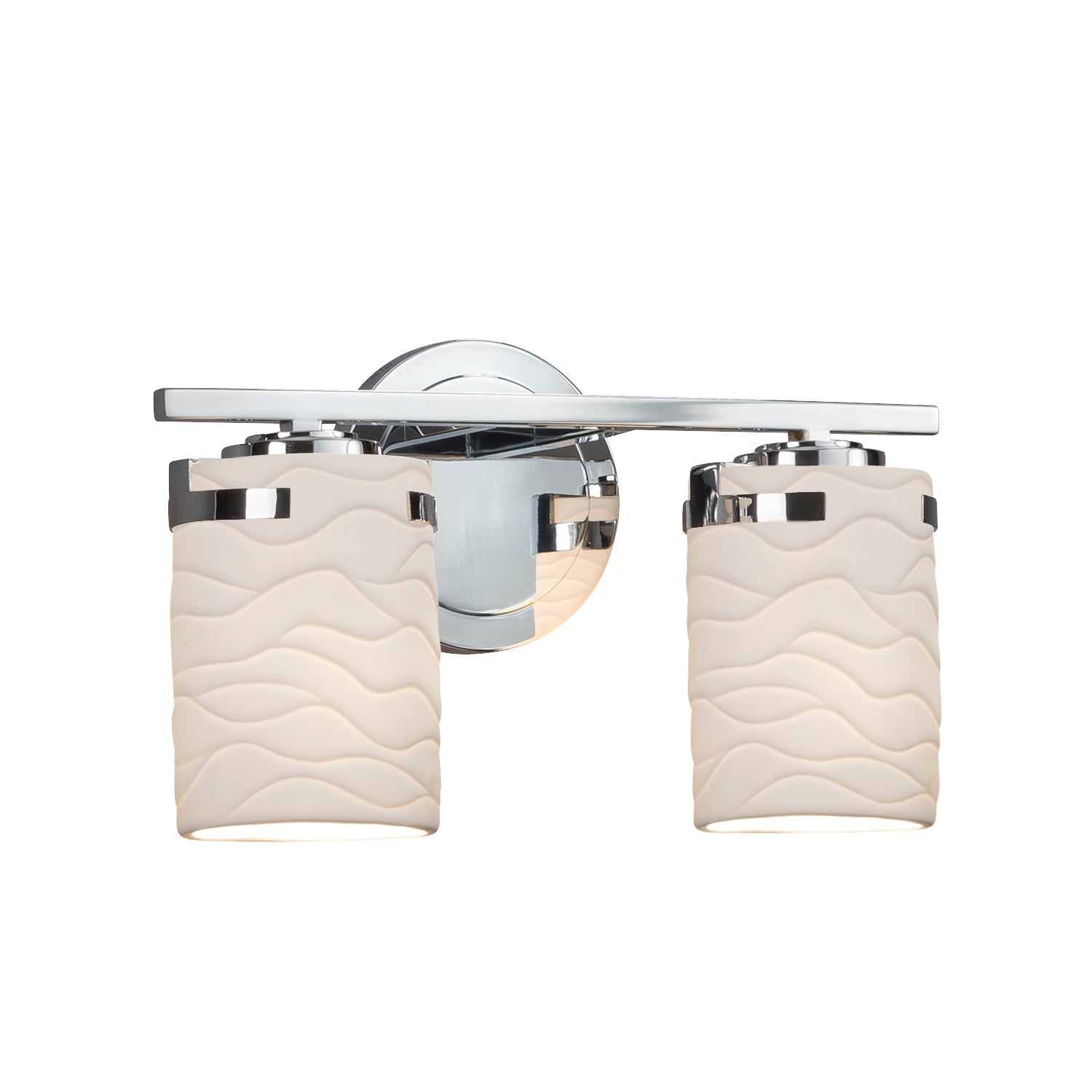 Justice Designs - POR-8452-10-WAVE-CROM - Two Light Bath Bar - Limoges - Polished Chrome