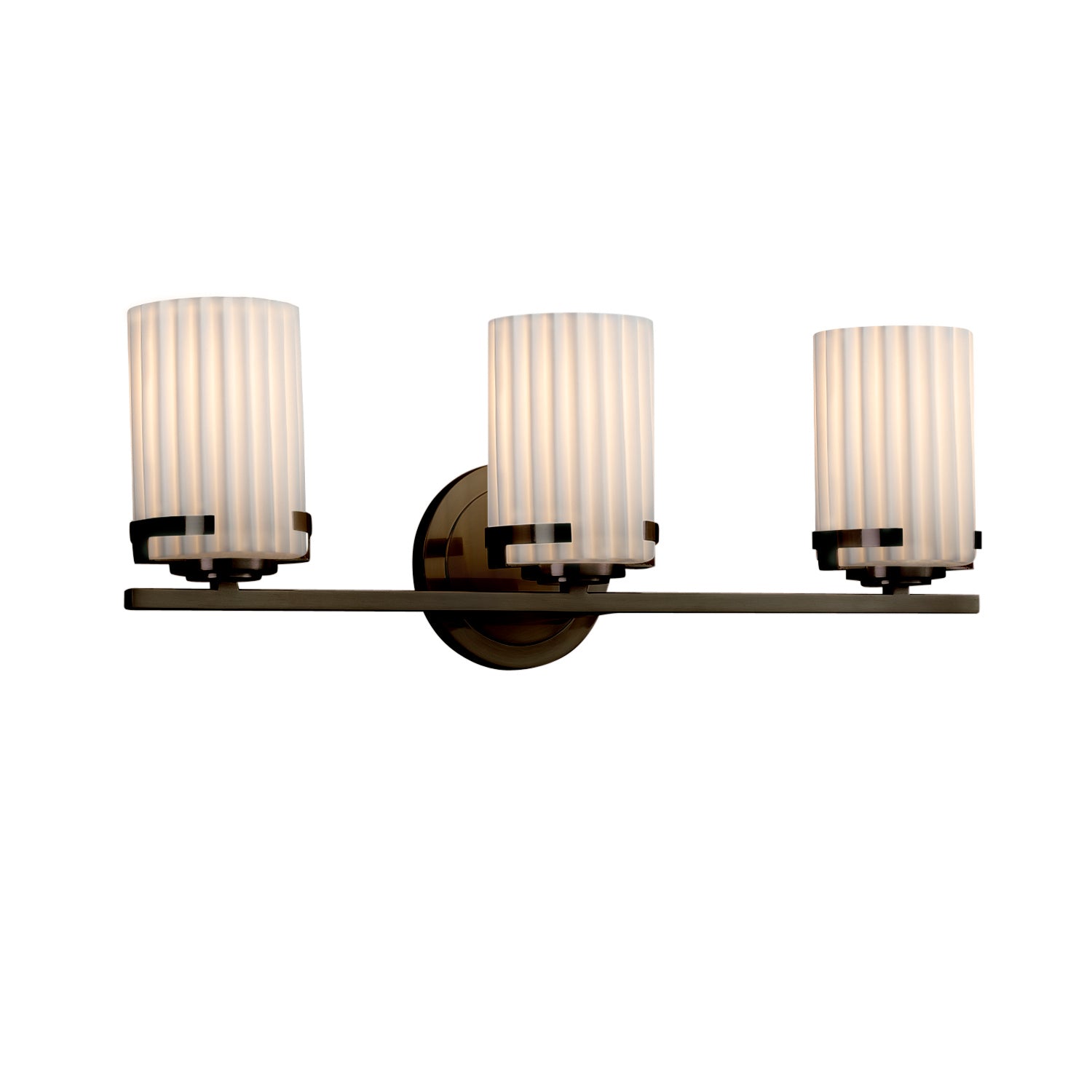 Justice Designs - POR-8453-10-PLET-DBRZ - Three Light Bath Bar - Limoges - Dark Bronze