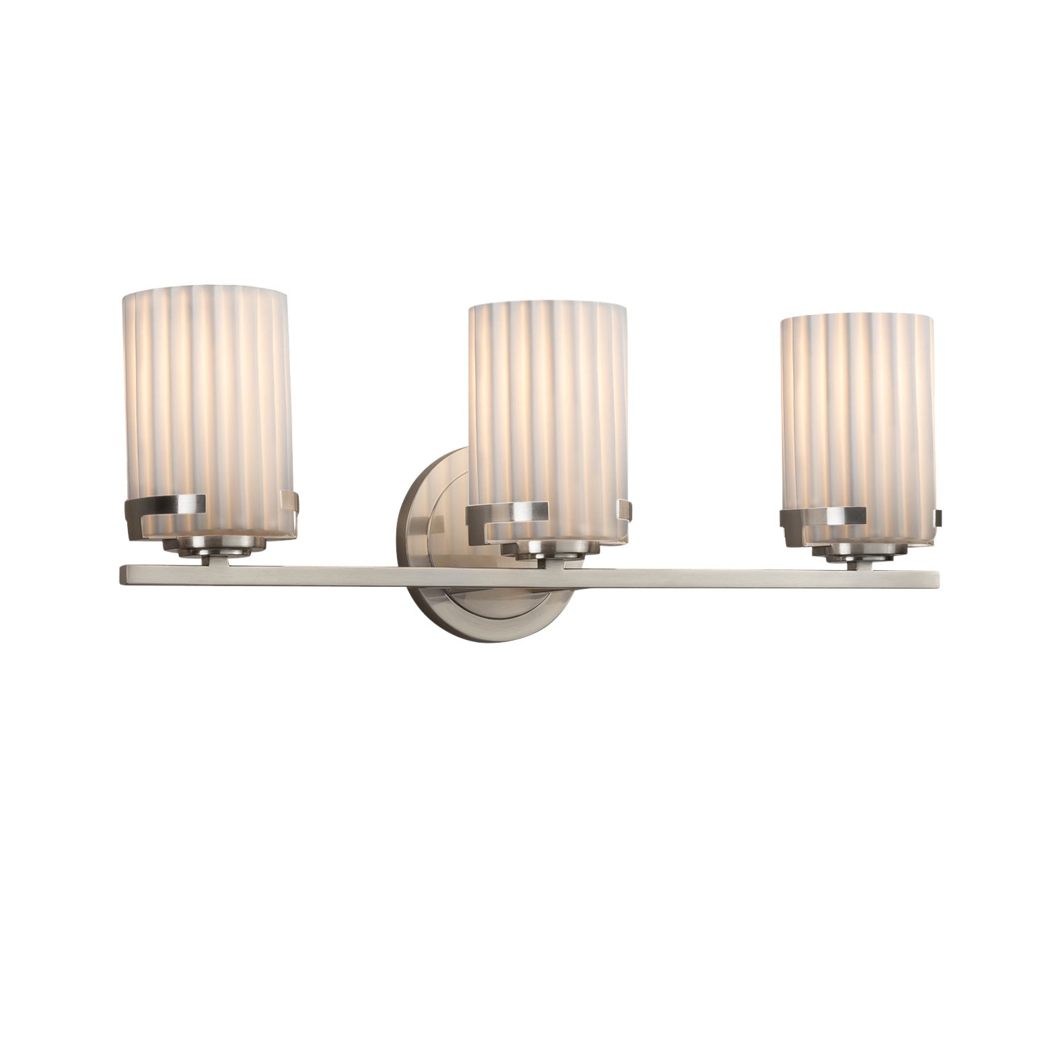 Justice Designs - POR-8453-10-PLET-NCKL - Three Light Bath Bar - Limoges - Brushed Nickel