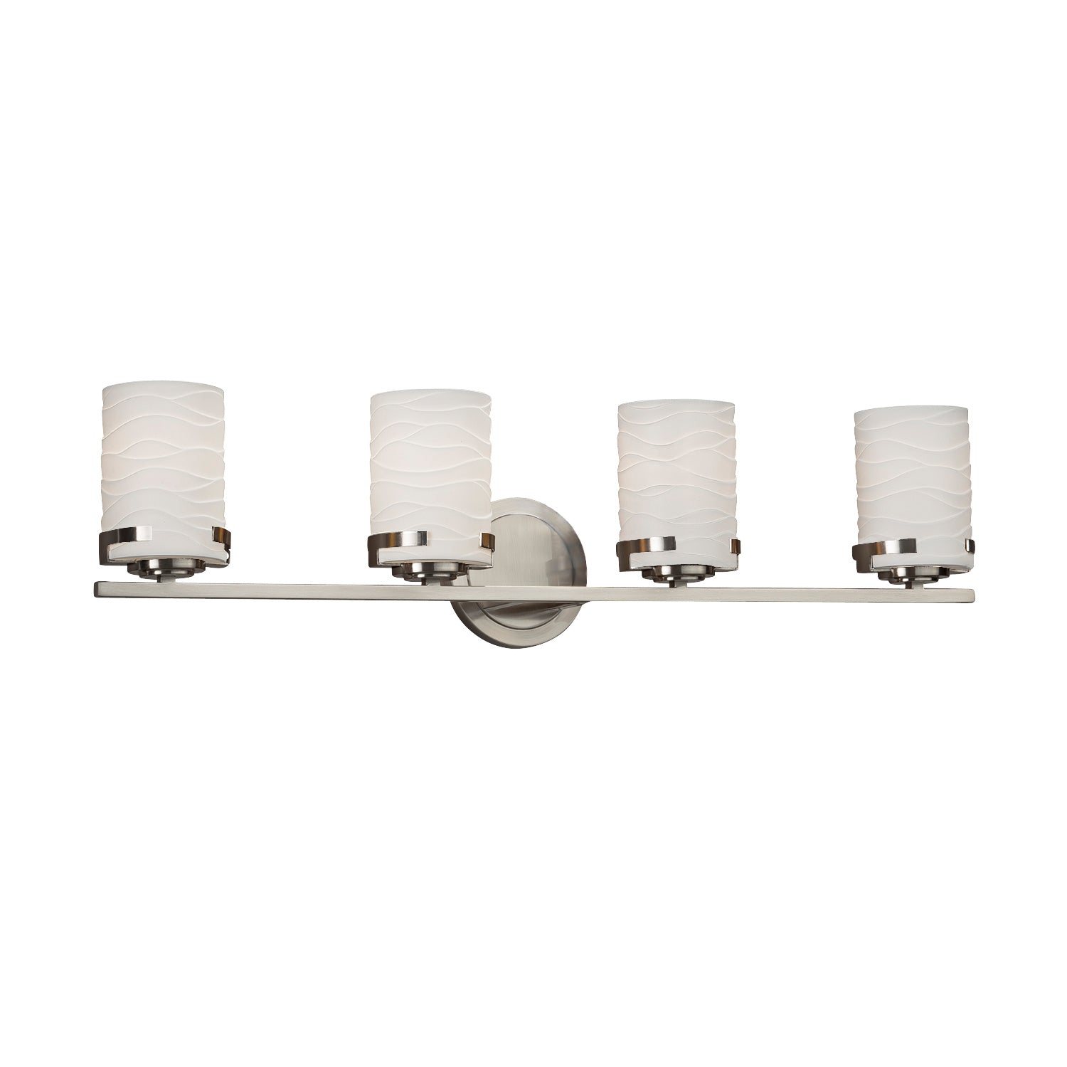 Justice Designs - POR-8454-10-WAVE-NCKL - Four Light Bath Bar - Limoges - Brushed Nickel