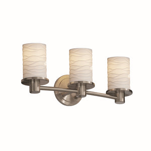 Justice Designs - POR-8513-10-WAVE-NCKL - Three Light Bath Bar - Limoges - Brushed Nickel