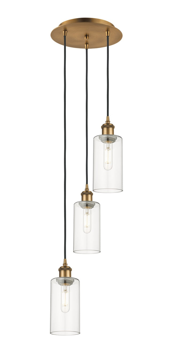 Innovations - 113B-3P-BB-G434-7CL - Three Light Pendant - Downtown Urban - Brushed Brass