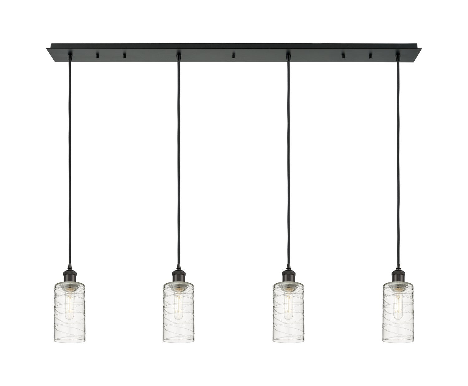 Innovations - 124B-4P-BK-G434-7DE - Four Light Linear Pendant - Downtown Urban - Matte Black