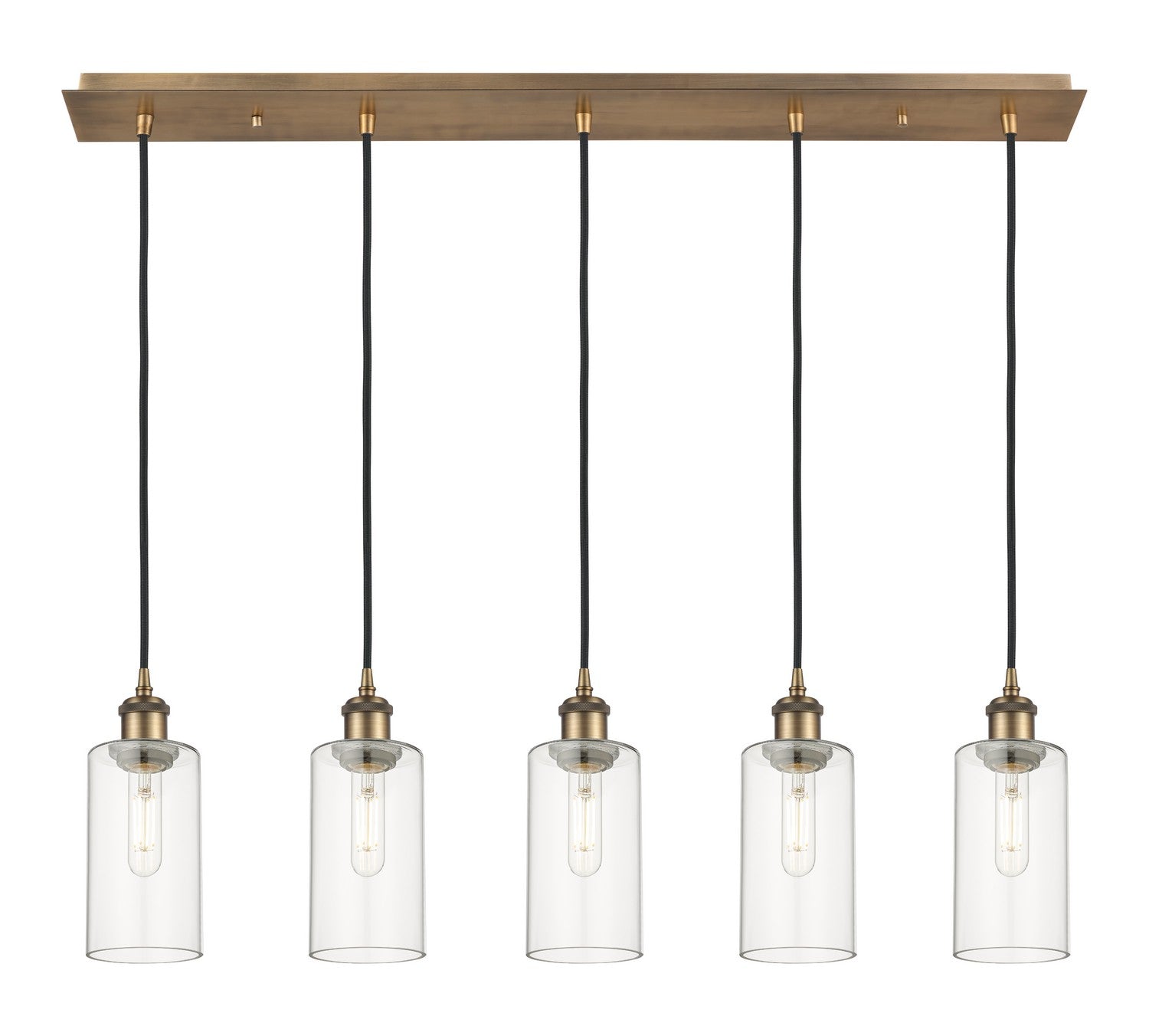 Innovations - 125B-5P-BB-G434-7CL - Five Light Linear Pendant - Downtown Urban - Brushed Brass