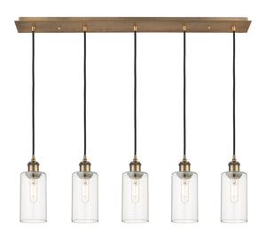 Innovations - 125B-5P-BB-G434-7CL - Five Light Linear Pendant - Downtown Urban - Brushed Brass