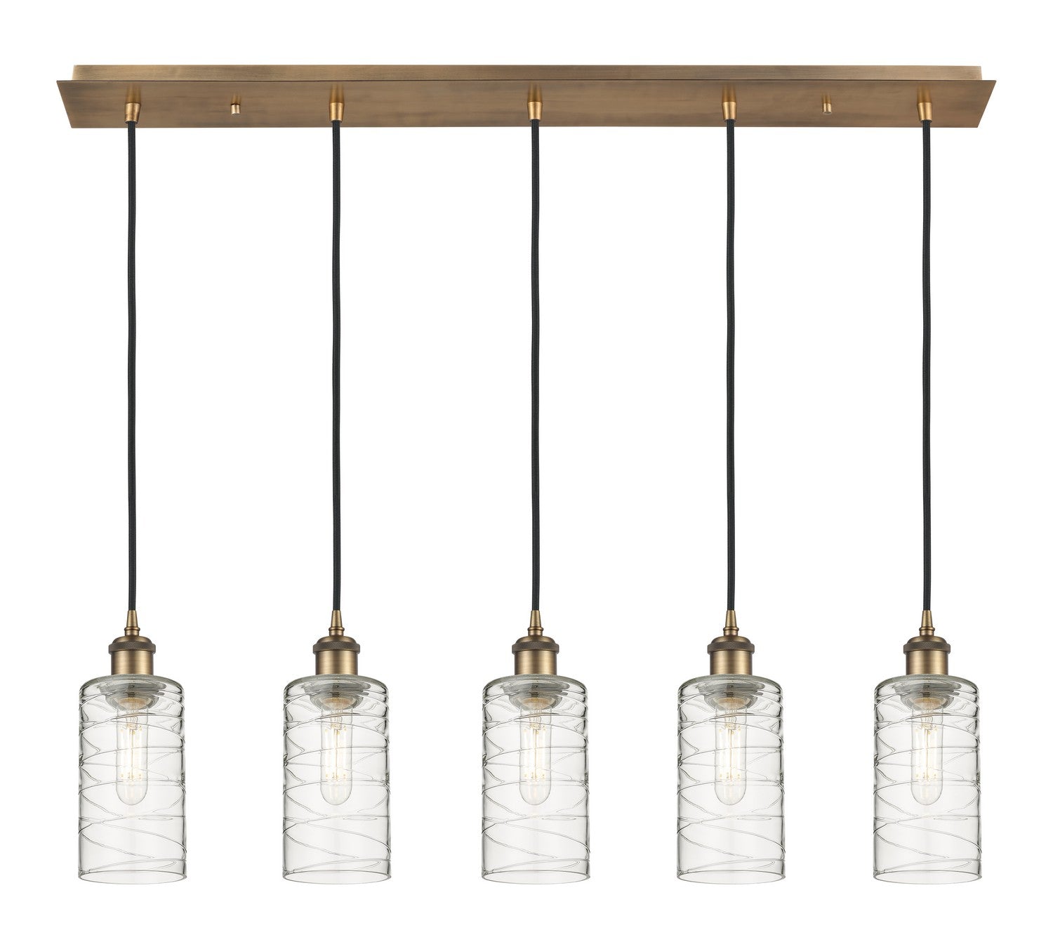 Innovations - 125B-5P-BB-G434-7DE - Five Light Linear Pendant - Downtown Urban - Brushed Brass