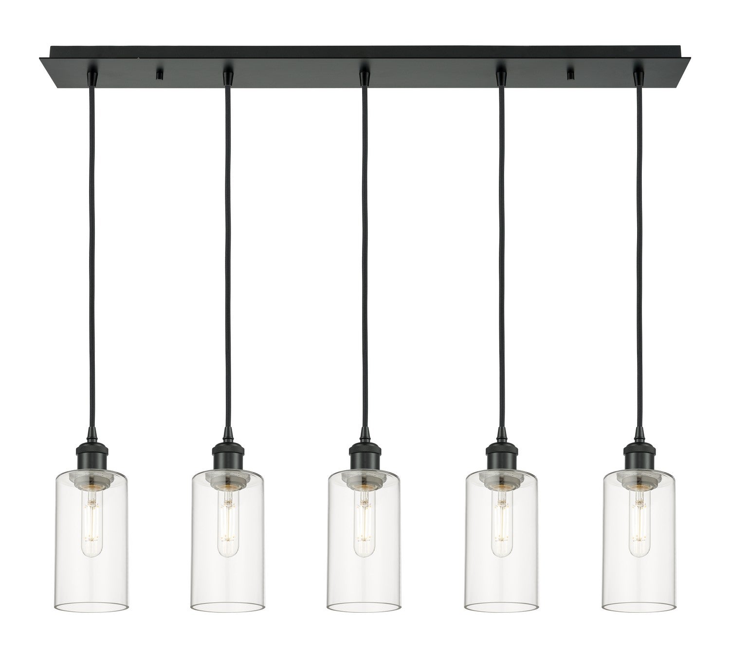 Innovations - 125B-5P-BK-G434-7CL - Five Light Linear Pendant - Downtown Urban - Matte Black