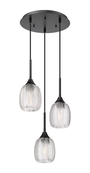 Innovations - 323-3P-BK-G323-5CL - Three Light Pendant - Berkshire - Matte Black