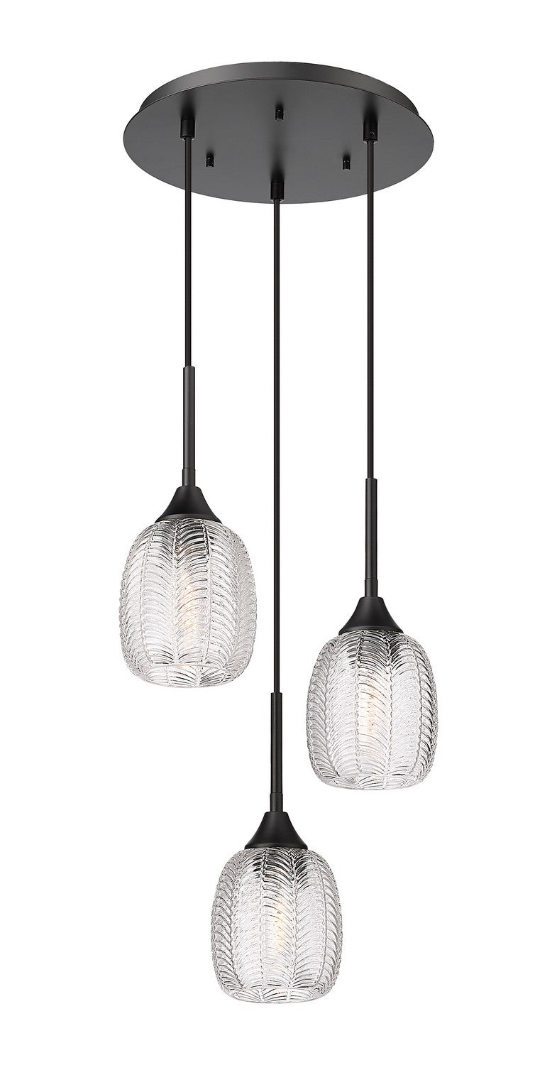 Innovations - 323-3P-BK-G323-5CL - Three Light Pendant - Berkshire - Matte Black