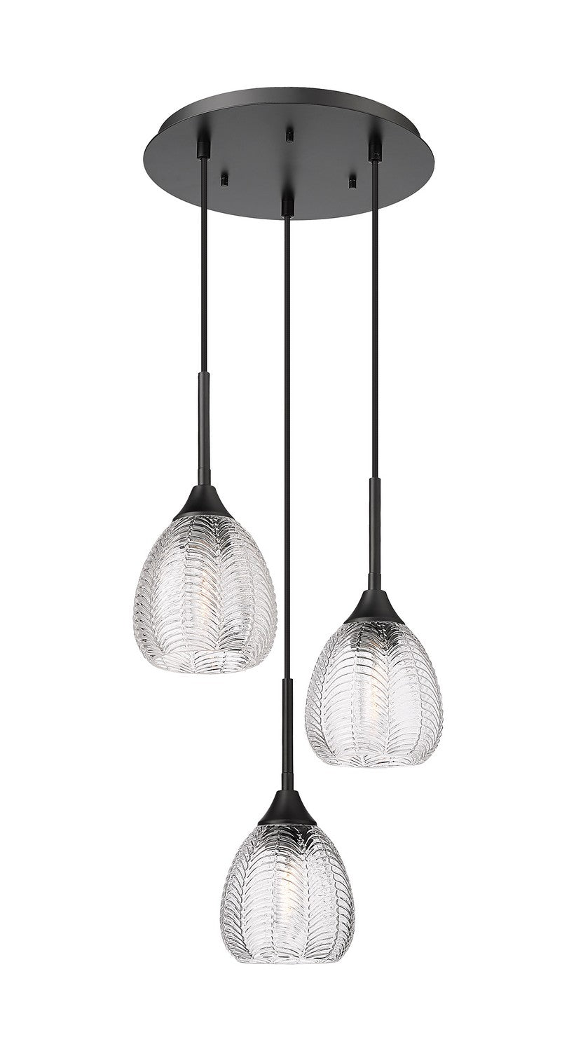 Innovations - 323-3P-BK-G323-6CL - Three Light Pendant - Berkshire - Matte Black