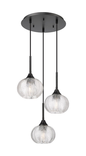 Innovations - 323-3P-BK-G323-7CL - Three Light Pendant - Berkshire - Matte Black