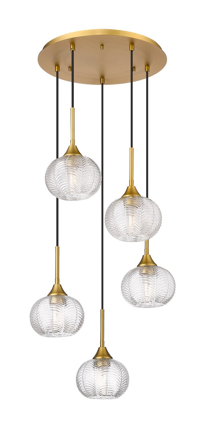 Innovations - 323-5P-BB-G323-7CL - Five Light Pendant - Berkshire - Brushed Brass