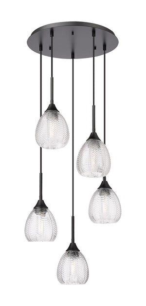 Innovations - 323-5P-BK-G323-6CL - Five Light Pendant - Berkshire - Matte Black