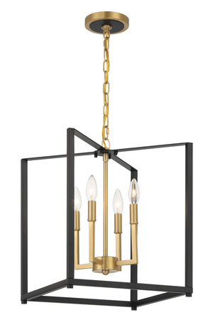 Minka-Lavery - 1464-883 - Four Light Pendant - Colwick - Coal Black & Signature Brass