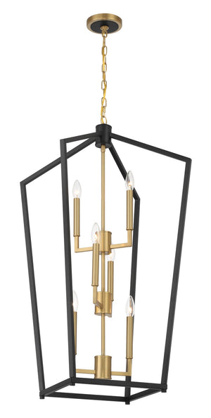 Minka-Lavery - 1465-883 - Six Light Pendant - Colwick - Coal Black & Signature Brass
