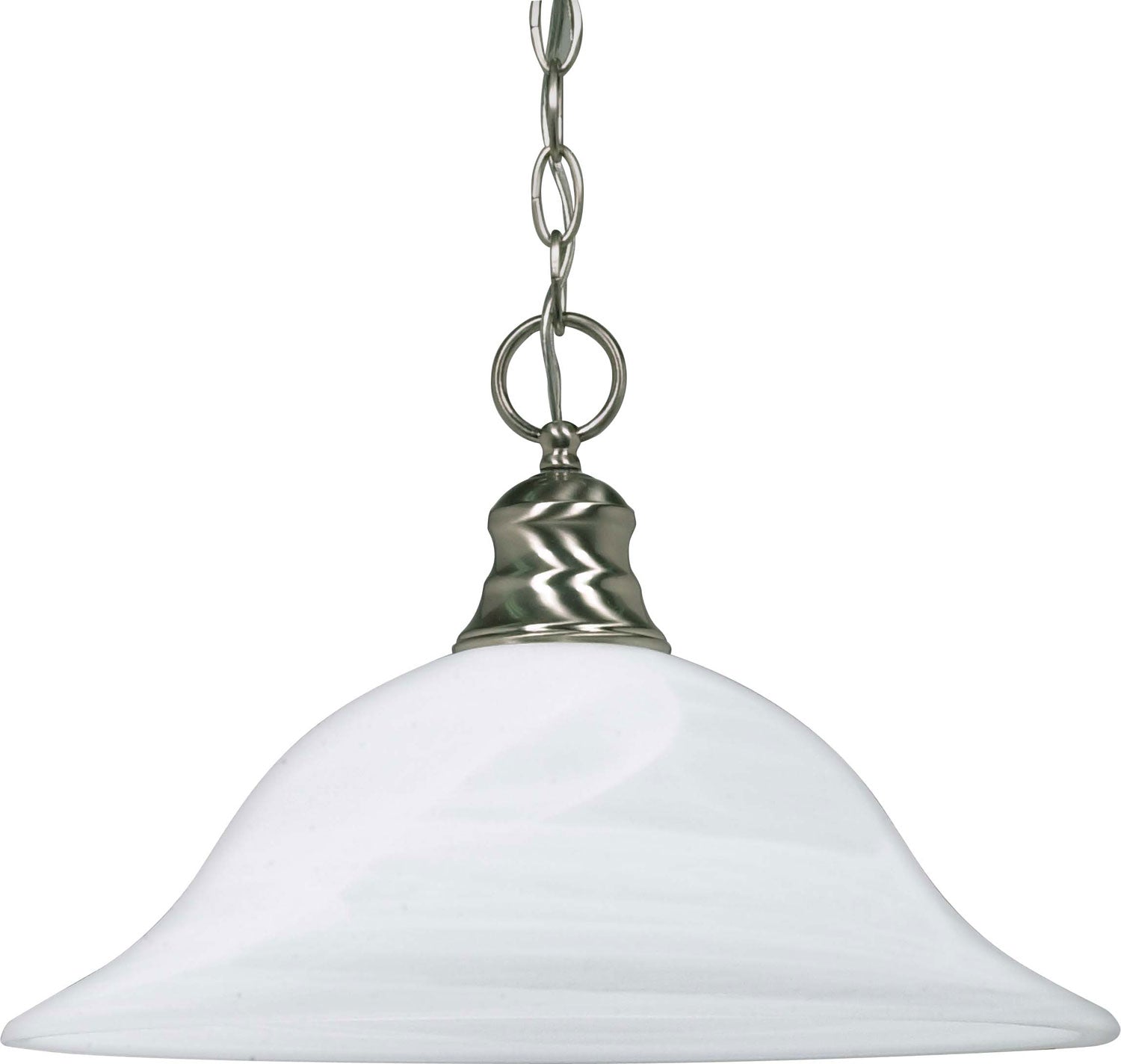 Nuvo Lighting - 60-390 - One Light Pendant - Alabaster Glass Hanging Dome - Brushed Nickel