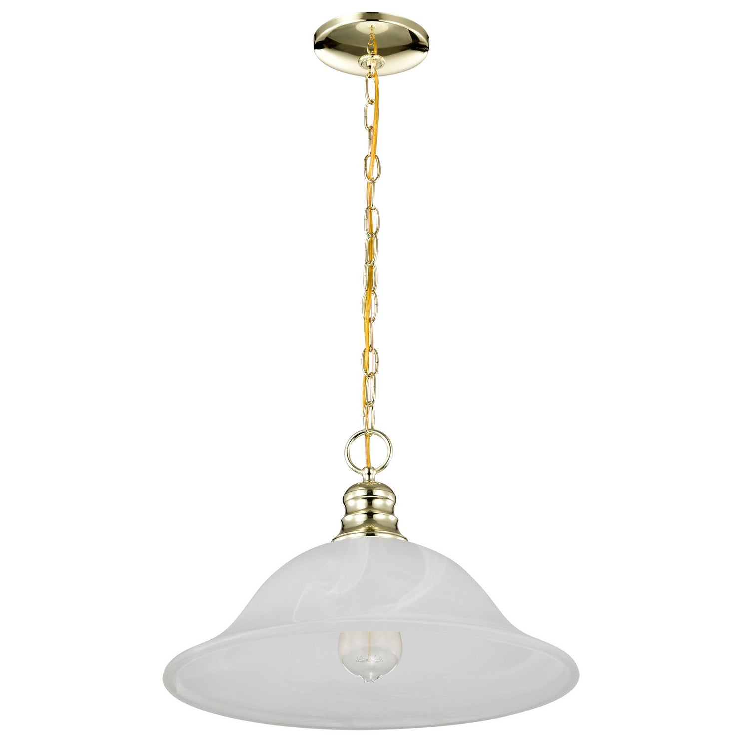 Nuvo Lighting - 60-392 - One Light Pendant - Alabaster Glass Hanging Dome - Polished Brass