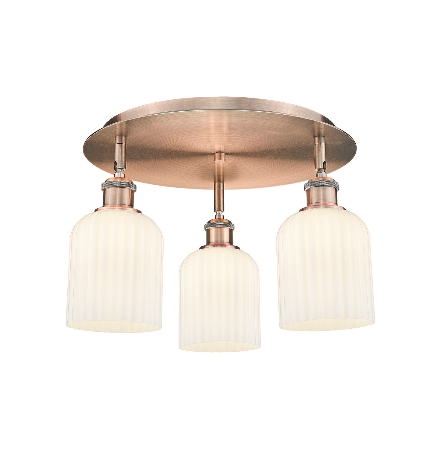 Innovations - 516-3C-AC-G559-5GWH - Three Light Flush Mount - Downtown Urban - Antique Copper