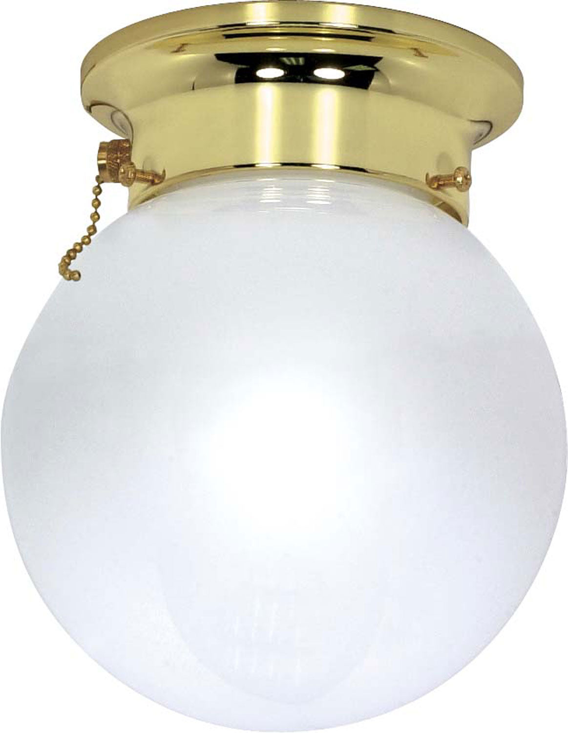 Nuvo Lighting - 60-295 - One Light Flush Mount - 8 White Ball - Polished Brass