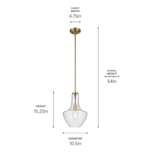 Kichler - 42141NBRCS - One Light Pendant - Everly - Natural Brass