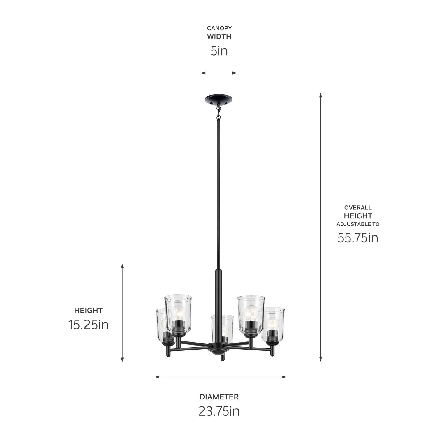 Kichler - 43671BKCLR - Five Light Chandelier - Shailene - Black