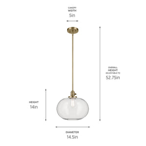 Kichler - 43911NBR - One Light Pendant - Avery - Natural Brass