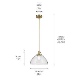 Kichler - 43912NBR - One Light Pendant - Avery - Natural Brass