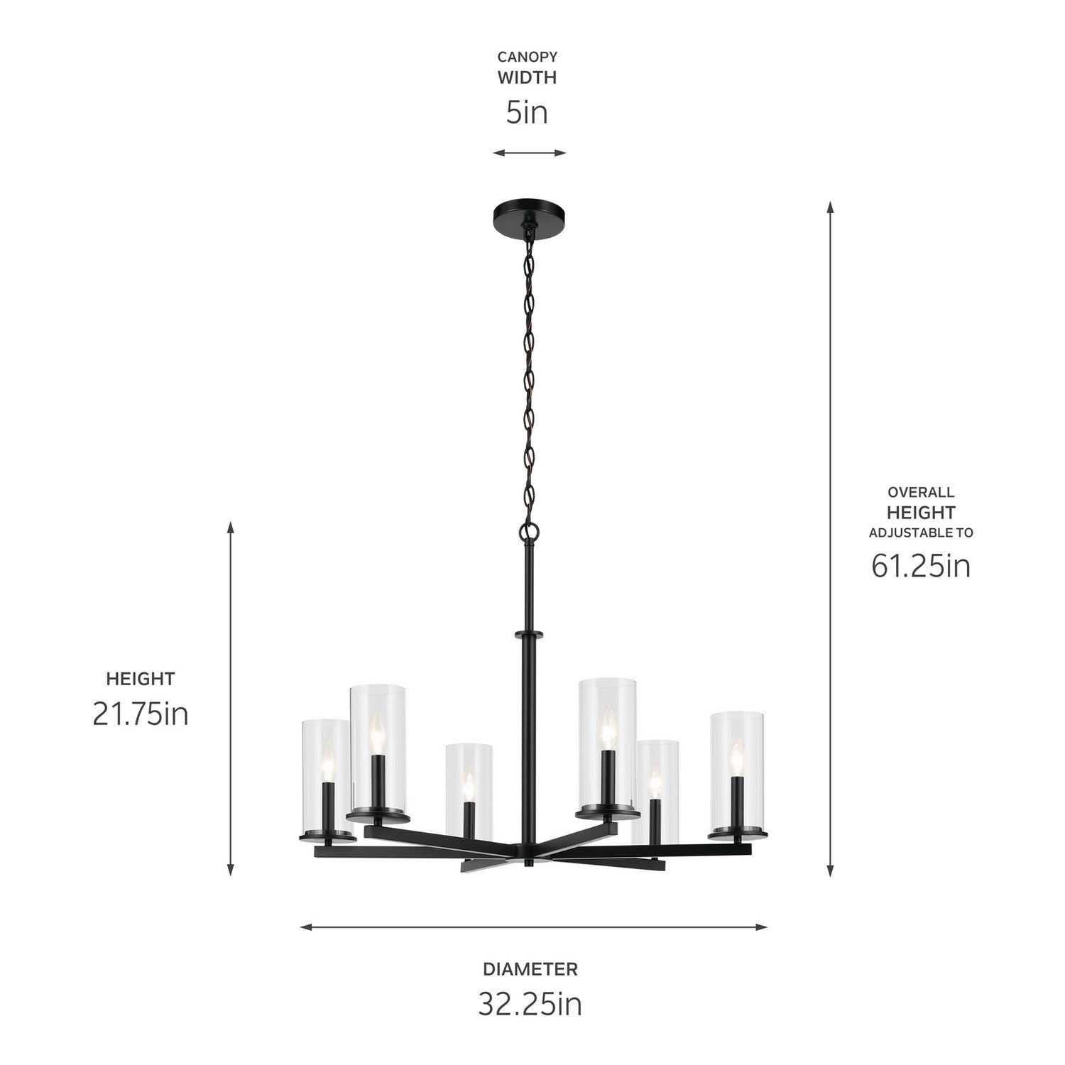 Kichler - 44013BK - Six Light Chandelier - Crosby - Black