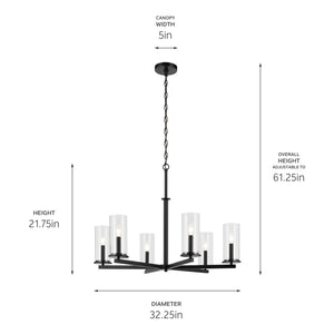 Kichler - 44013BK - Six Light Chandelier - Crosby - Black