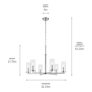 Kichler - 44013CH - Six Light Chandelier - Crosby - Chrome