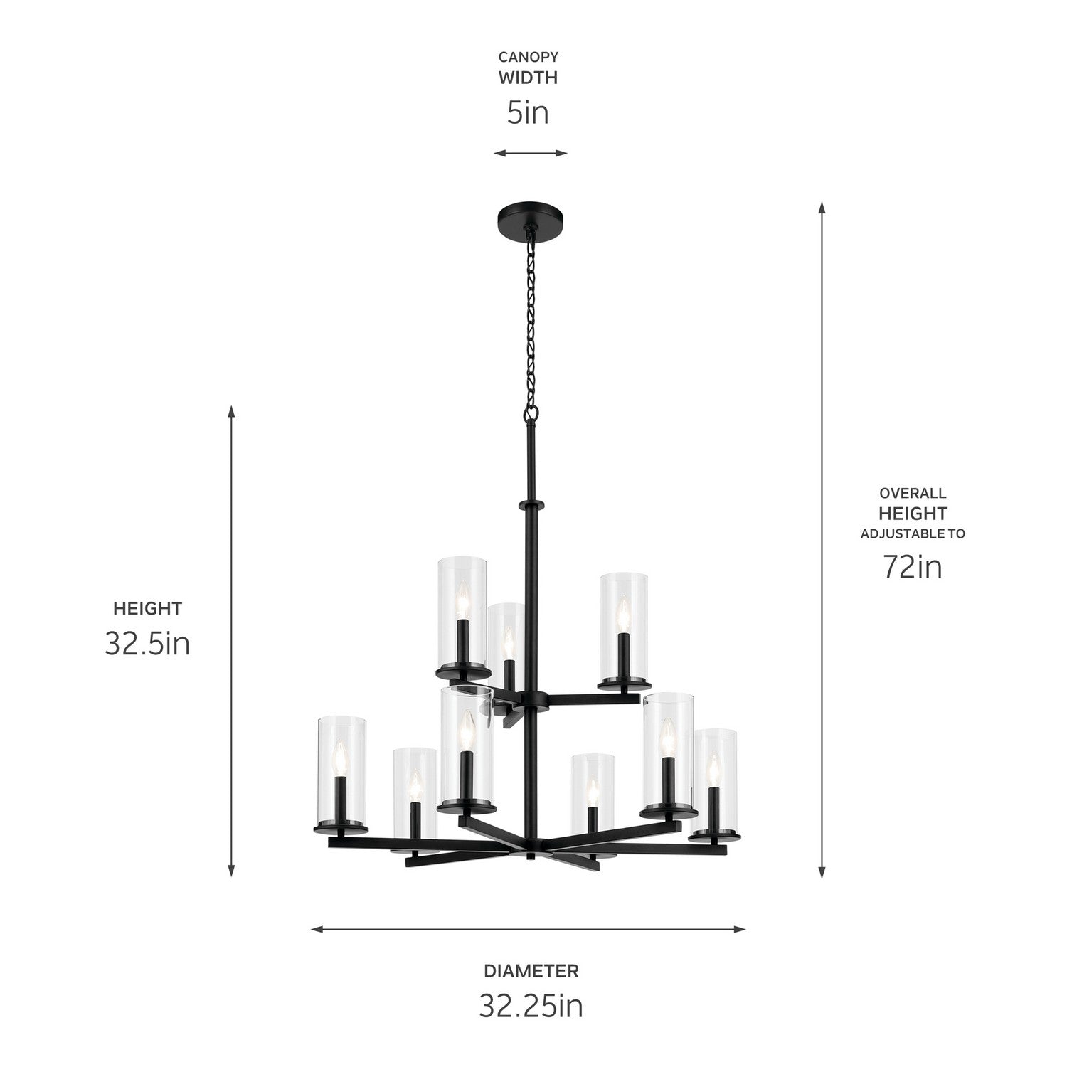 Kichler - 44014BK - Nine Light Chandelier - Crosby - Black