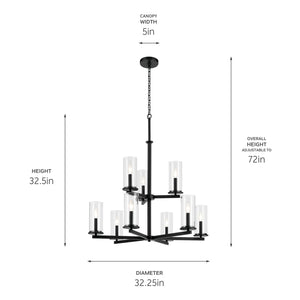 Kichler - 44014BK - Nine Light Chandelier - Crosby - Black