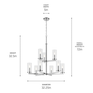 Kichler - 44014CH - Nine Light Chandelier - Crosby - Chrome