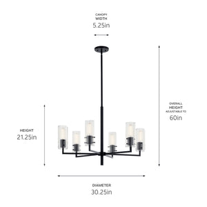 Kichler - 52679BK - Six Light Chandelier - Velestino - Black