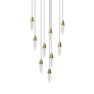 Sonneman - 4163.38 - Nine Light Pendant - Satin Brass w/White Canopy