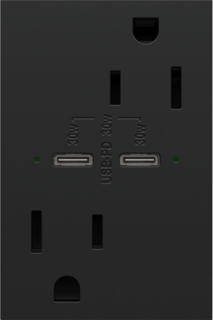 Legrand - ARTRUSB15PD30G4 - 15A Tamper-Resistant Ultra-Fast Plus Power Delivery USB Type-C/C Outlet, Plus-Size - adorne - Graphite