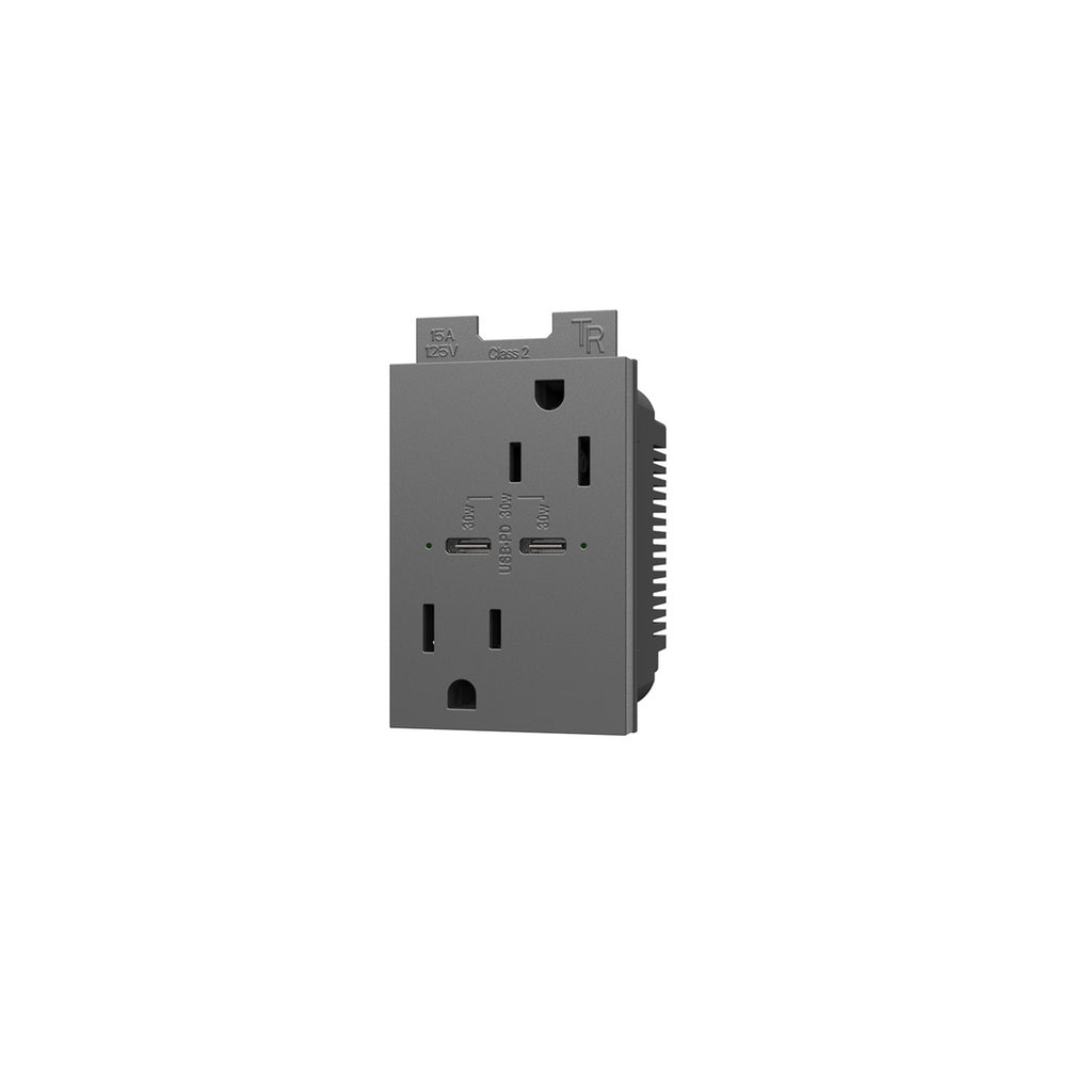 Legrand - ARTRUSB15PD30M4 - 15A Tamper-Resistant Ultra-Fast Plus Power Delivery USB Type-C/C Outlet, Plus-Size - adorne - Magnesium
