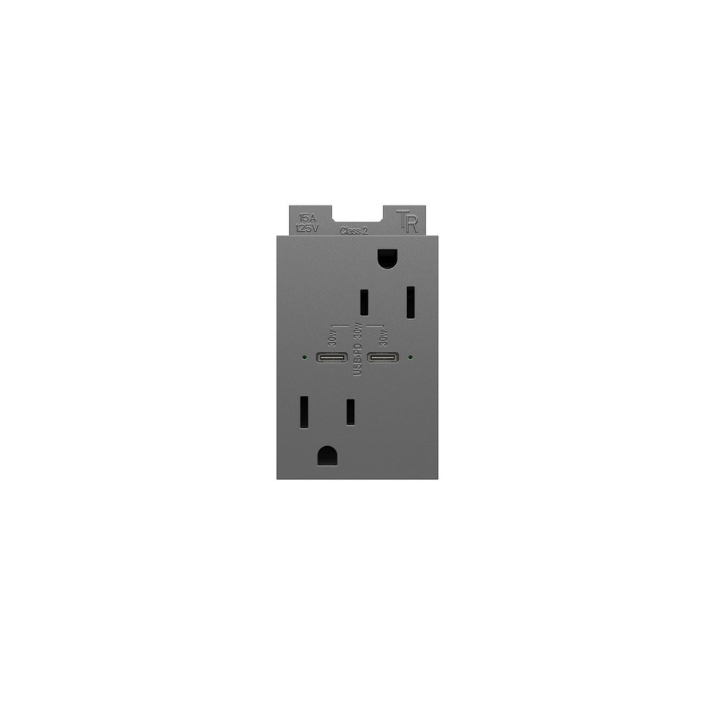 Legrand - ARTRUSB15PD30M4 - 15A Tamper-Resistant Ultra-Fast Plus Power Delivery USB Type-C/C Outlet, Plus-Size - adorne - Magnesium