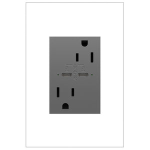 Legrand - ARTRUSB15PD30M4 - 15A Tamper-Resistant Ultra-Fast Plus Power Delivery USB Type-C/C Outlet, Plus-Size - adorne - Magnesium