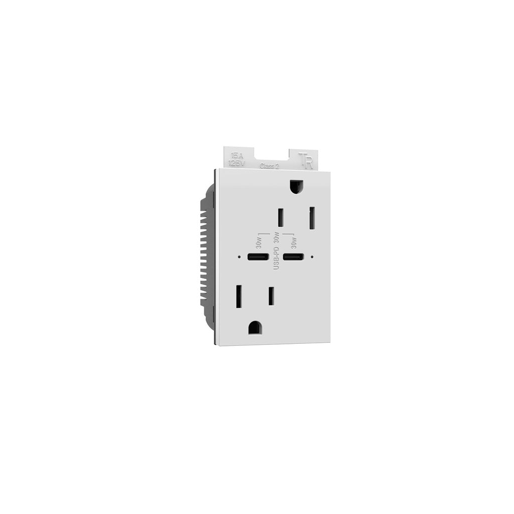 Legrand - ARTRUSB15PD30W4 - 15A Tamper-Resistant Ultra-Fast Plus Power Delivery USB Type-C/C Outlet, Plus-Size - adorne - White