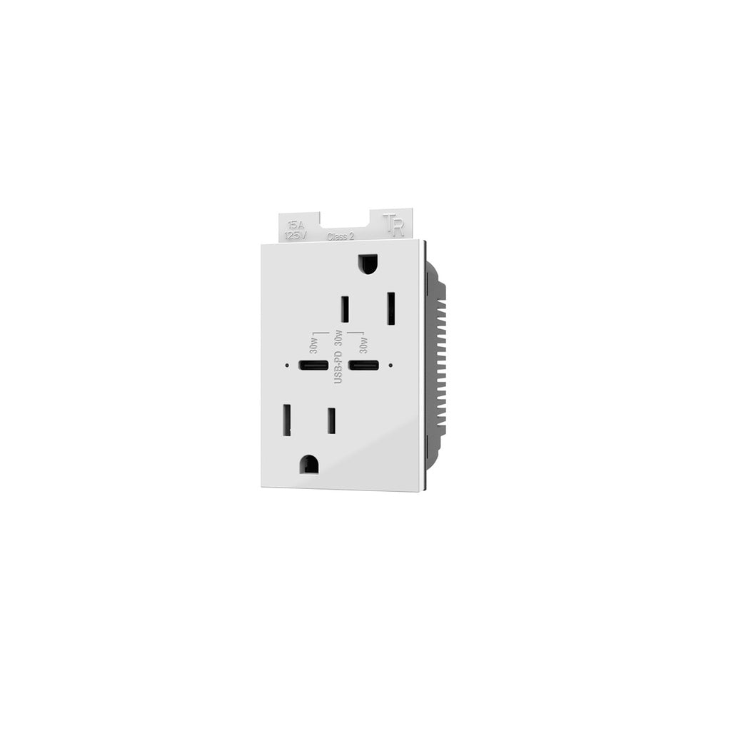 Legrand - ARTRUSB15PD30W4 - 15A Tamper-Resistant Ultra-Fast Plus Power Delivery USB Type-C/C Outlet, Plus-Size - adorne - White