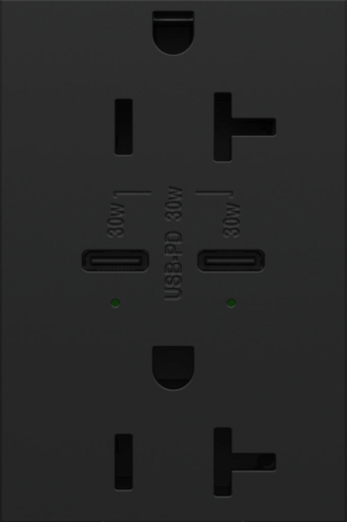 Legrand - ARTRUSB20PD30G4 - 20A Tamper-Resistant Ultra-Fast Plus Power Delivery USB Type-C/C Outlet, Plus-Size - adorne - Graphite