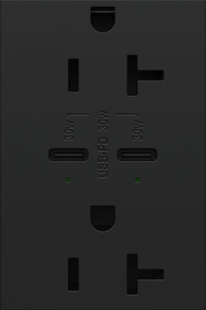 Legrand - ARTRUSB20PD30G4 - 20A Tamper-Resistant Ultra-Fast Plus Power Delivery USB Type-C/C Outlet, Plus-Size - adorne - Graphite