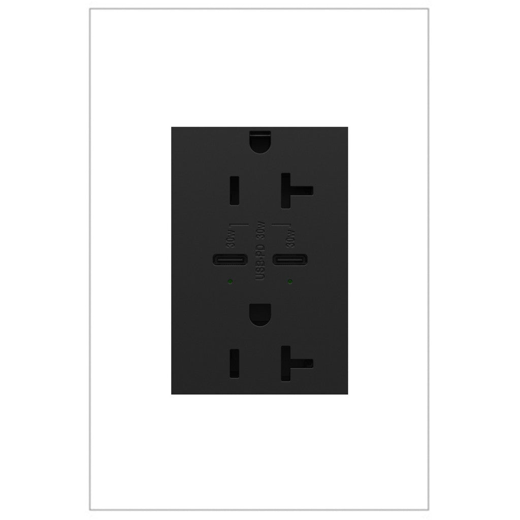 Legrand - ARTRUSB20PD30G4 - 20A Tamper-Resistant Ultra-Fast Plus Power Delivery USB Type-C/C Outlet, Plus-Size - adorne - Graphite