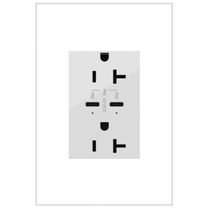 Legrand - ARTRUSB20PD30W4 - 20A Tamper-Resistant Ultra-Fast Plus Power Delivery USB Type-C/C Outlet, Plus-Size - adorne - White