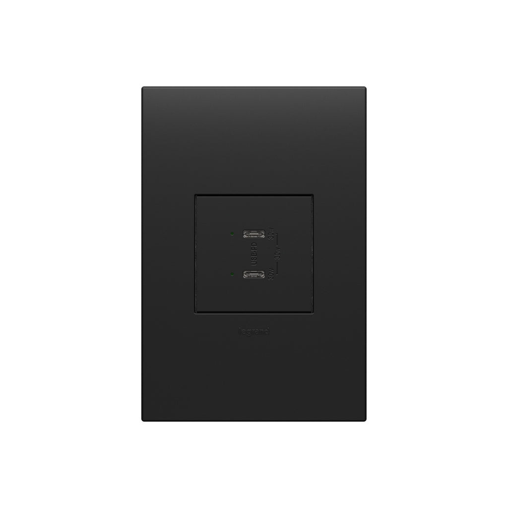 Legrand - ARUSB30PDG4 - Ultra-Fast Plus Power Delivery USB Type-C/C Outlet Module - adorne - Graphite