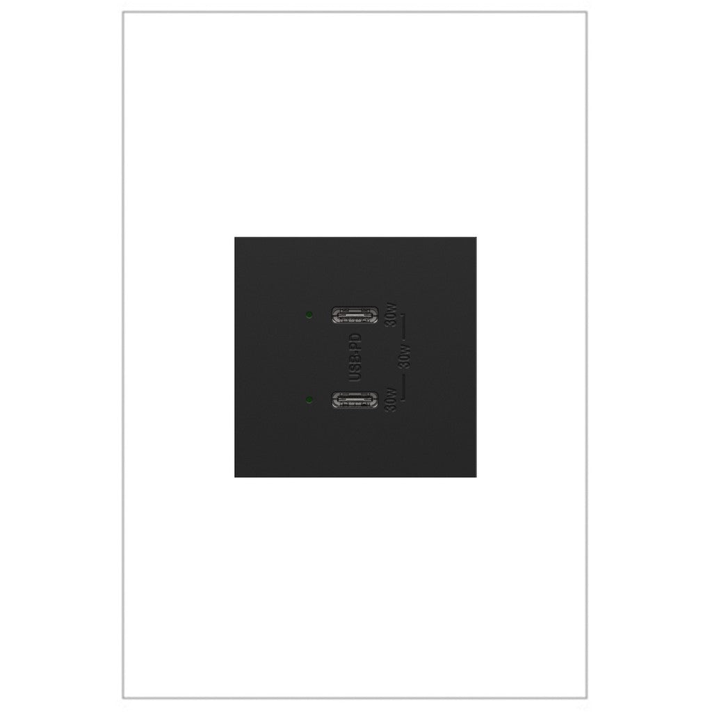 Legrand - ARUSB30PDG4 - Ultra-Fast Plus Power Delivery USB Type-C/C Outlet Module - adorne - Graphite